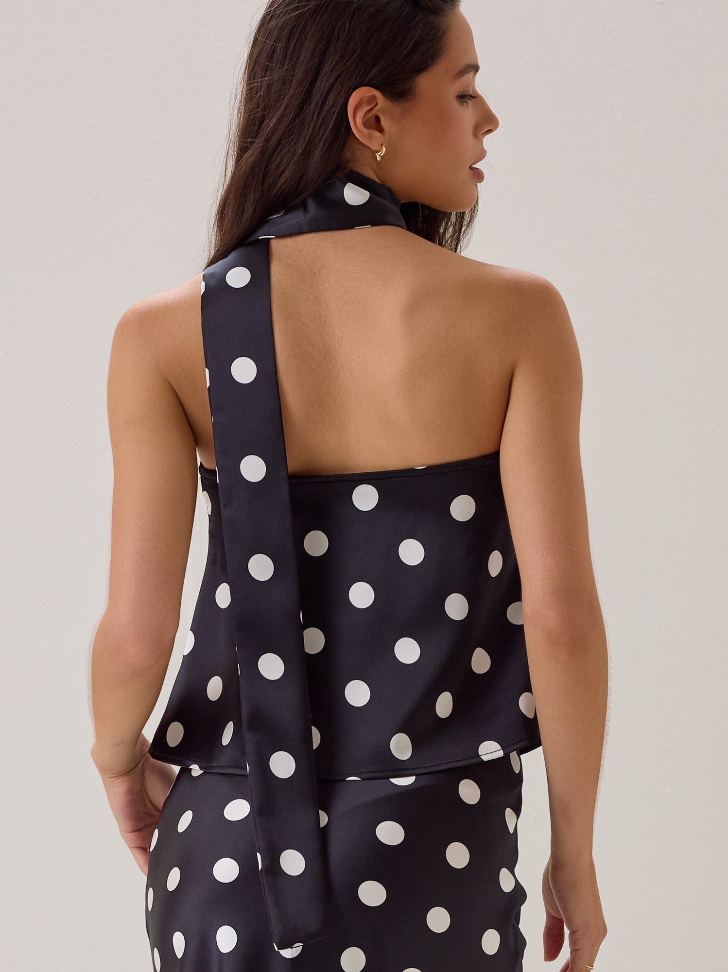 Nancie Polka Dot Scarf Top in Black & White | Altar'd State