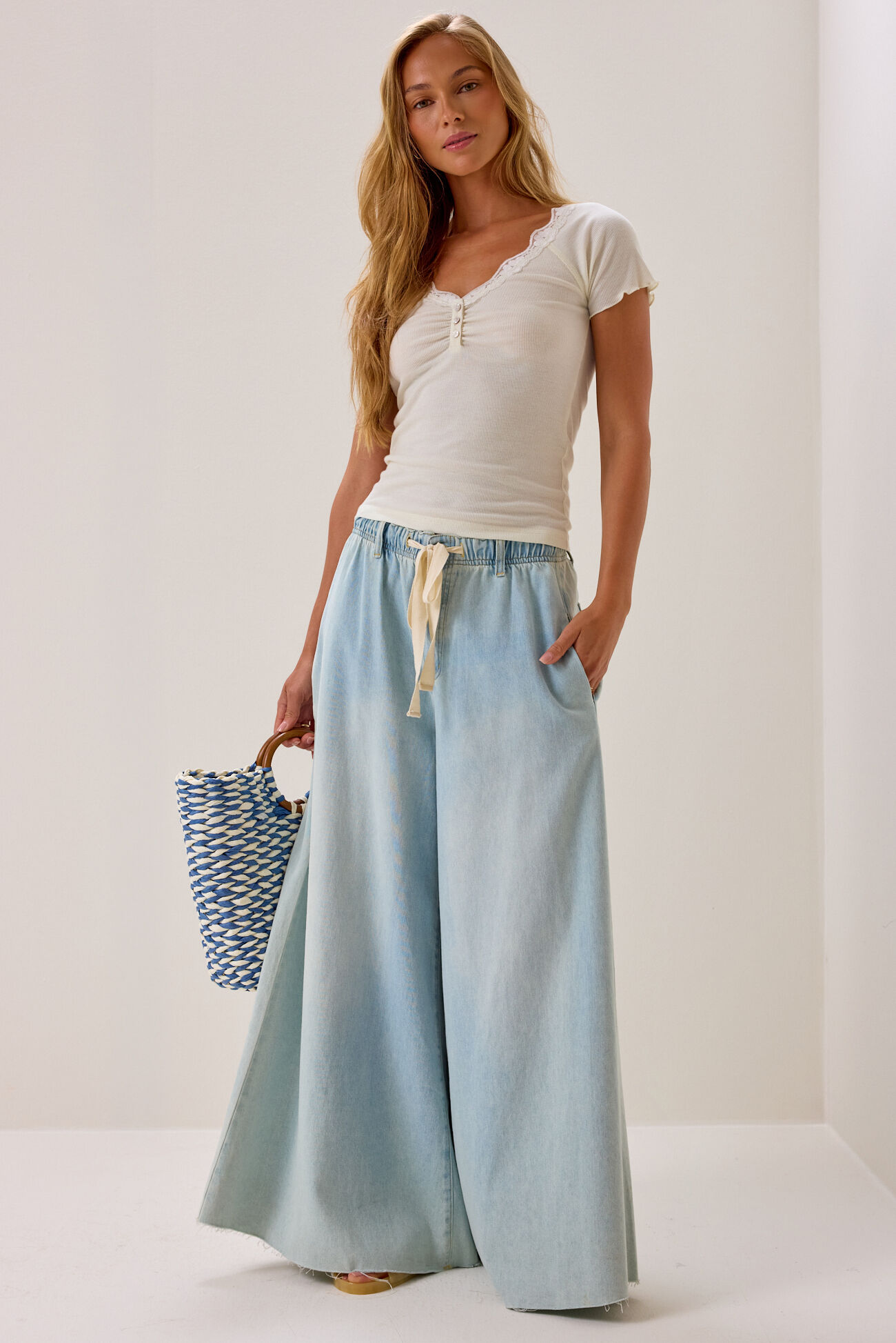 Dyana Henley Lace Trim Tee