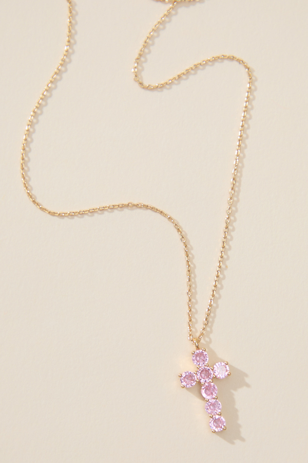 Pink Glitz Cross Necklace - Altar'd State