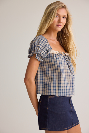 Abbi Gingham Babydoll Top - Altar'd State - 
