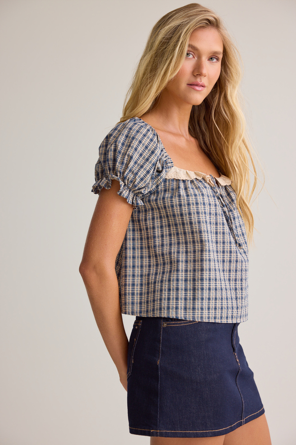 Abbi Gingham Babydoll Top Detail 3 - Altar'd State