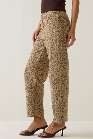 Zariah Cheetah High Waist Barrel Pants - Altar'd State - 