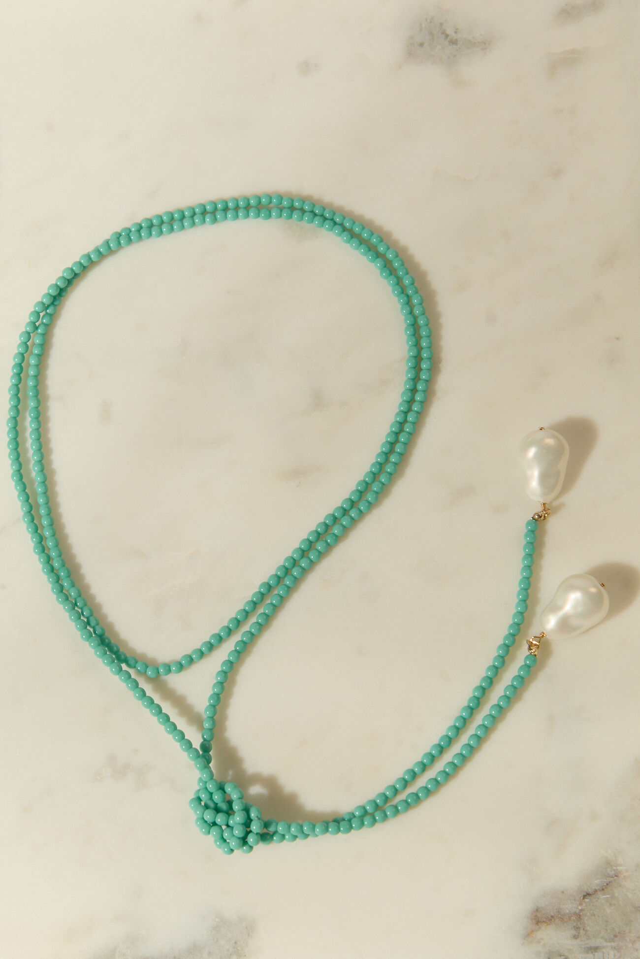 Teal Beaded Wrap Necklace