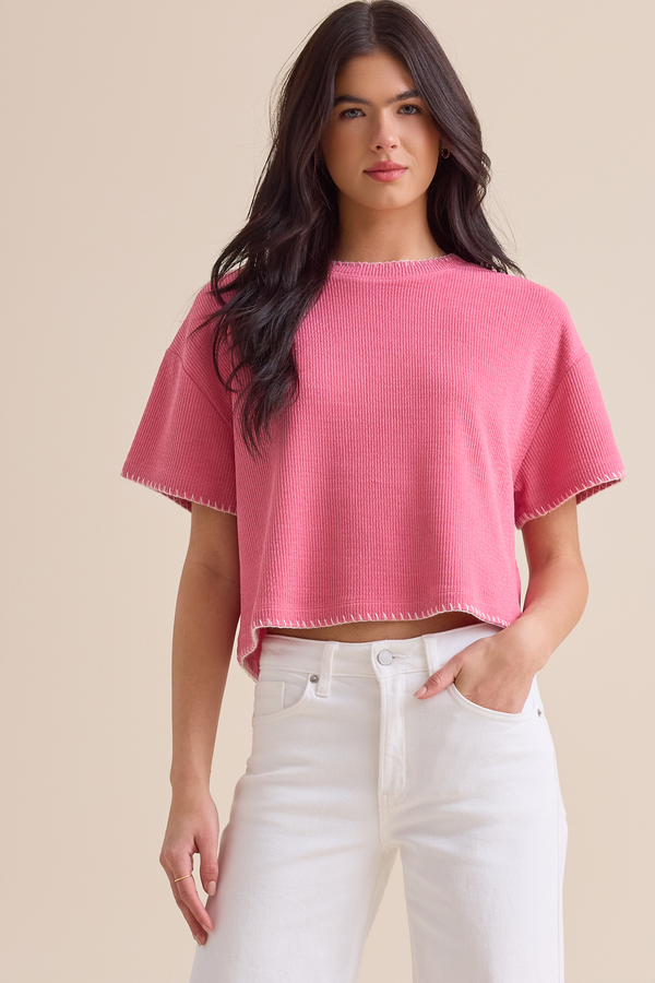 Makenzie Ribbed Whipstitch Top - Altar'd State
