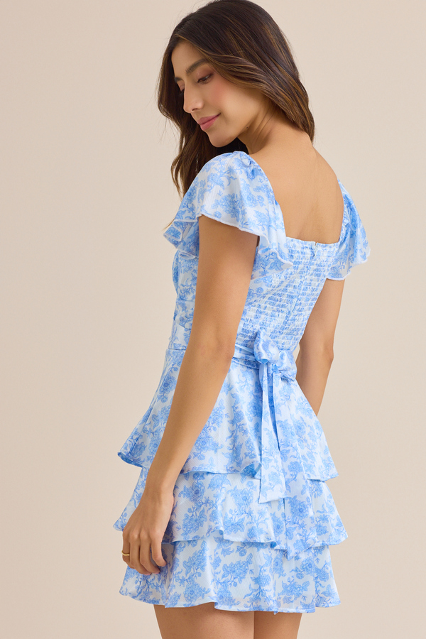 Roxie Floral Satin Mini Dress in Blue | Altar'd State