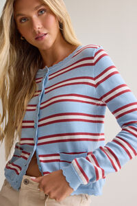 Mia Stripe Scalloped Cardigan Detail 6 - Altar'd State