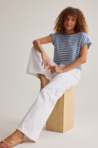 Hattie Stripe Roll Sleeve Crew Detail 3 - Altar'd State