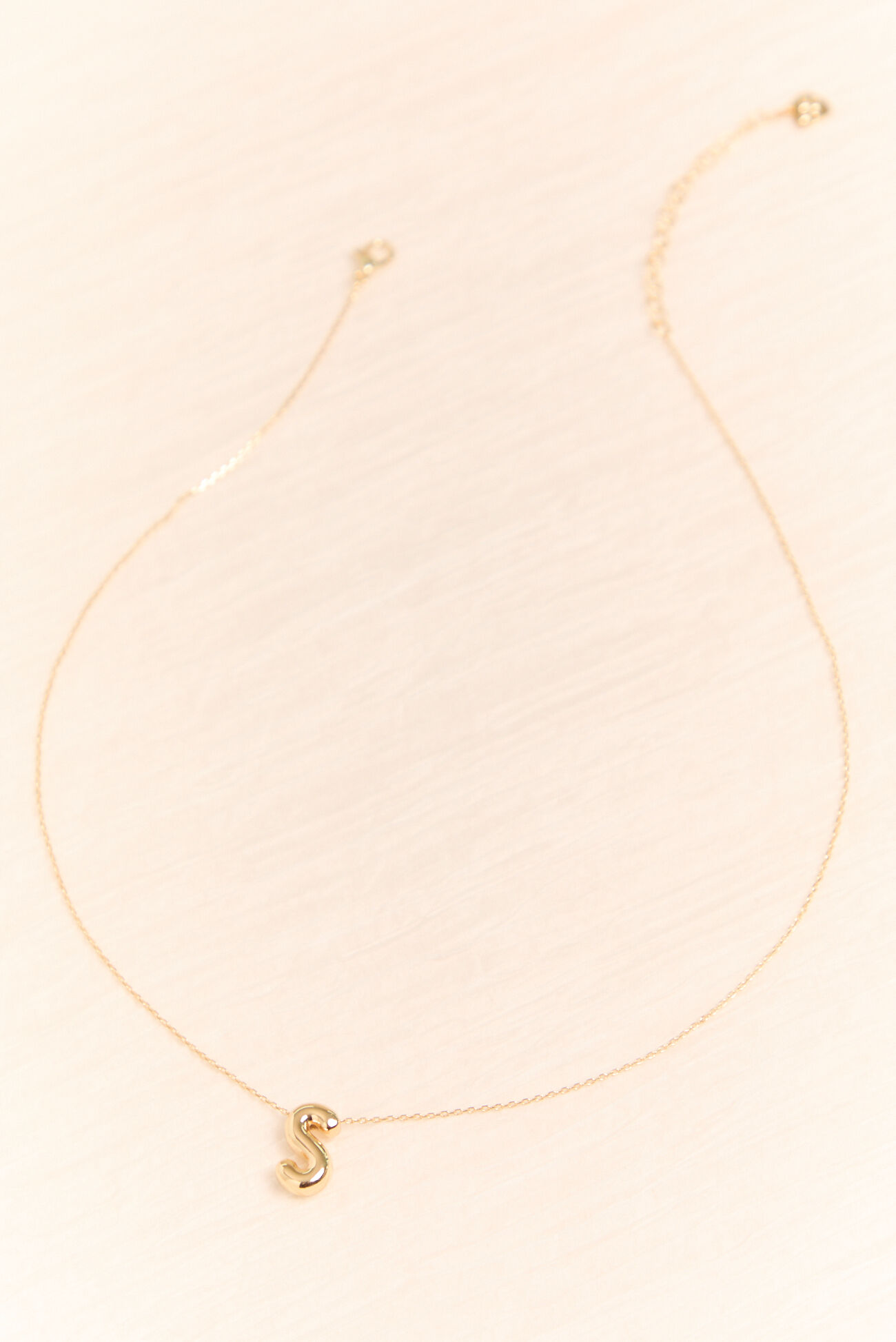 18K Gold S Bubble Monogram Necklace