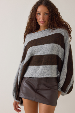 Luci Striped Oversized Sleeve Sweater - Altar'd State - 
