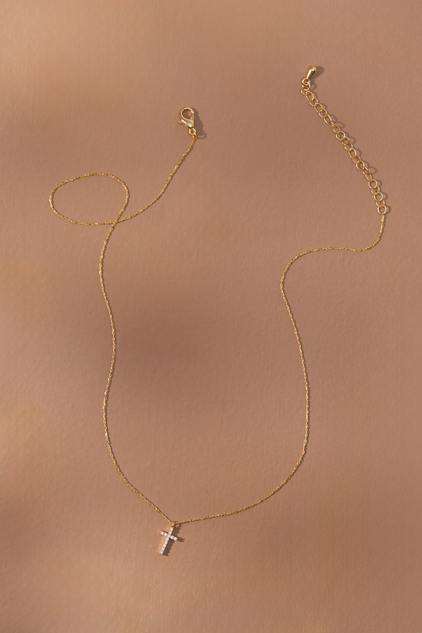 18K Gold Dipped Cross Charm Necklace Detail 2 - Altar'd State