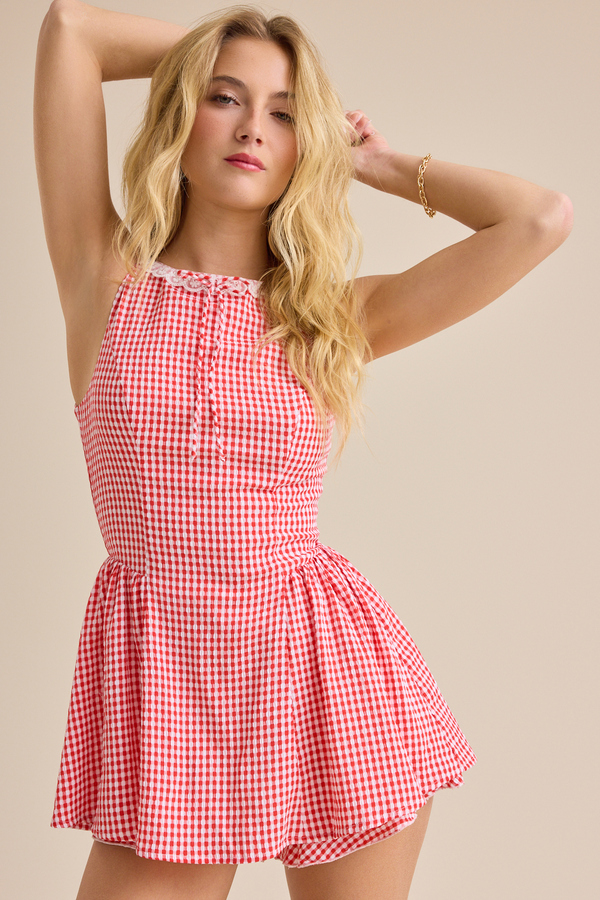 Noa Gingham Romper Detail 3 - Altar'd State