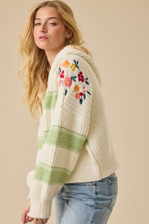 Lilyana Embroidered Hoodie Sweater - Altar'd State - 