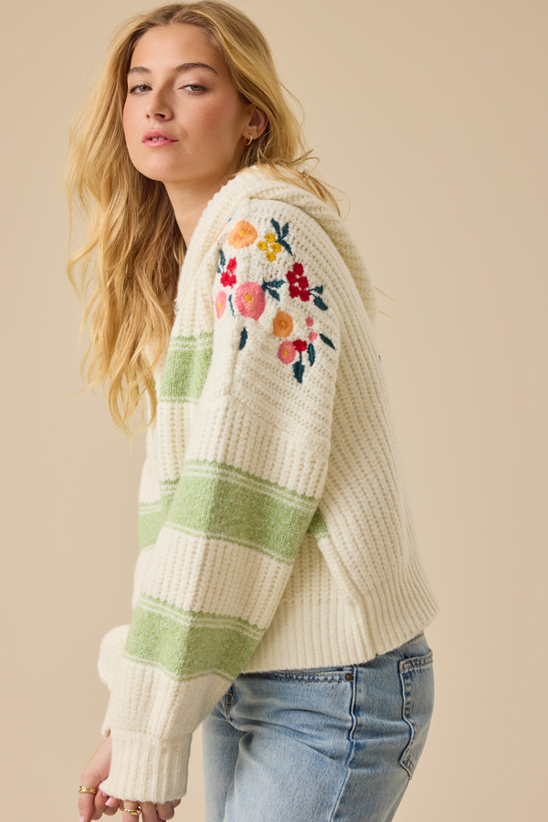 Lilyana Embroidered Hoodie Sweater Detail 4 - Altar'd State