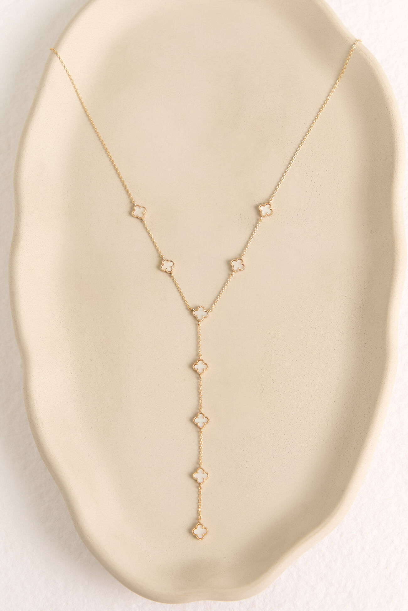 White Clover Y Necklace