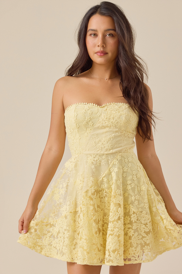 Karry Strapless Floral Dress - Altar'd State