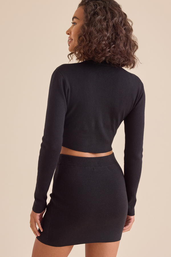 Phoebe Mock Neck Crop Top in Black | Altar'd State