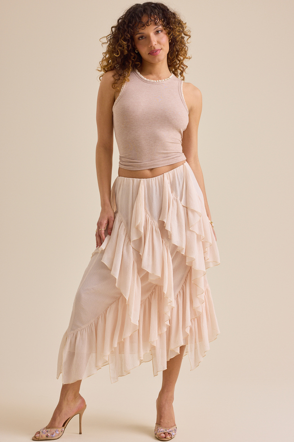 Atlas Ruffle Midi Skirt Detail 2 - Altar'd State