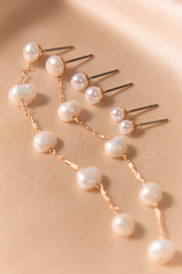18K Gold Pearl Dangle Trio Pack - Altar'd State