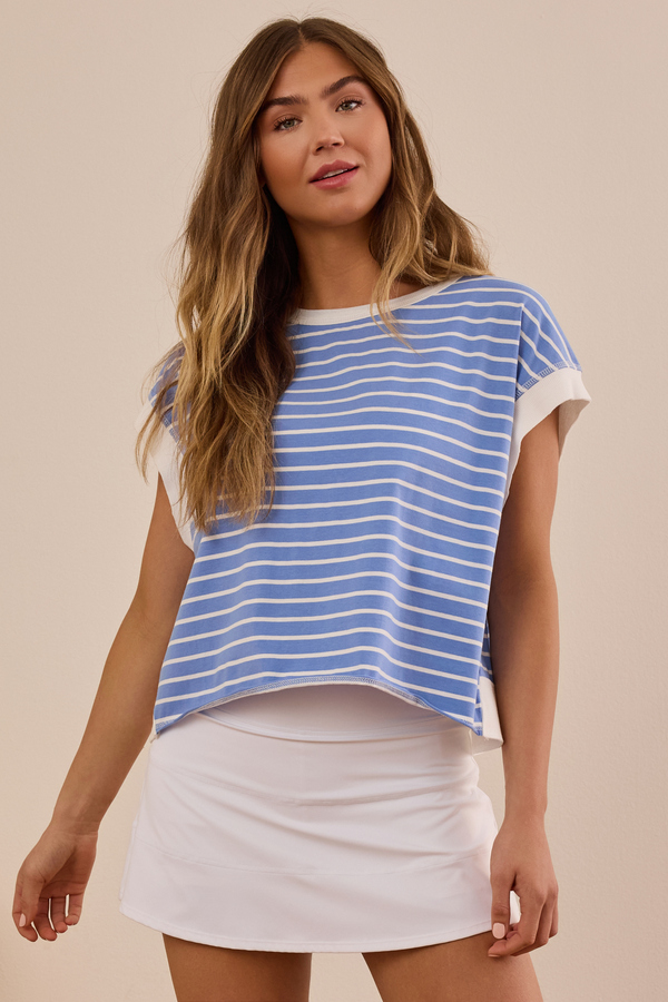 In Motion Stripe Circle Back Tee - Altar'd State