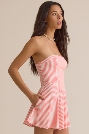 Carlie Strapless Stripe Romper - Altar'd State - 