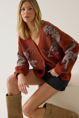 Tigris Balloon Sleeve Tiger Cardigan - Altar'd State - 