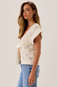 Jemma Chenille Tie Front Sweater Detail 3 - Altar'd State