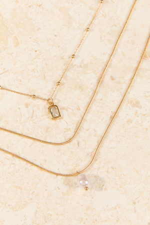 18K Gold Layered Pearl Necklace - Altar'd State - 