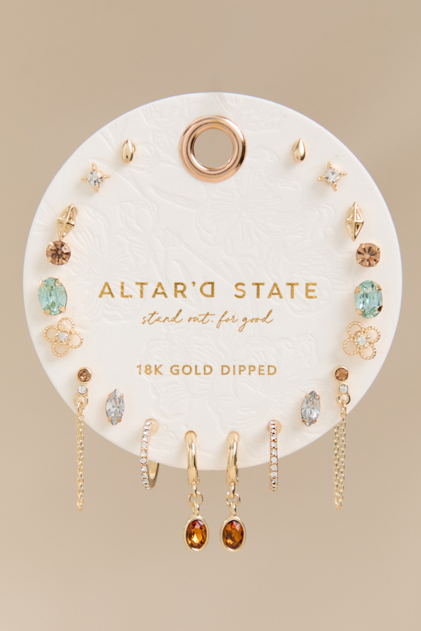 18K Fall Gem 10-Piece Earring Set - Altar'd State