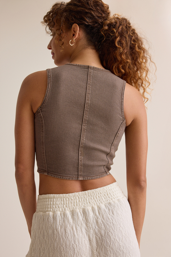 Harlee Denim Vest Detail 5 - Altar'd State