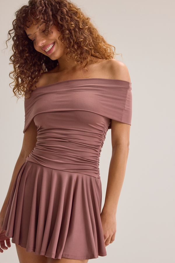Altar'd State | Tae Ruche Mini Dress | MUSHROOM | | S