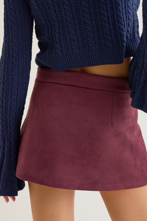Carleigh Faux Suede Mini Skort Detail 4 - Altar'd State