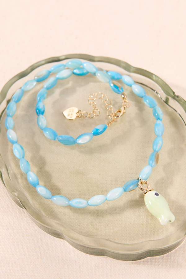 Turquoise Coastal Fish Charm Necklace Detail 2 - Altar'd State