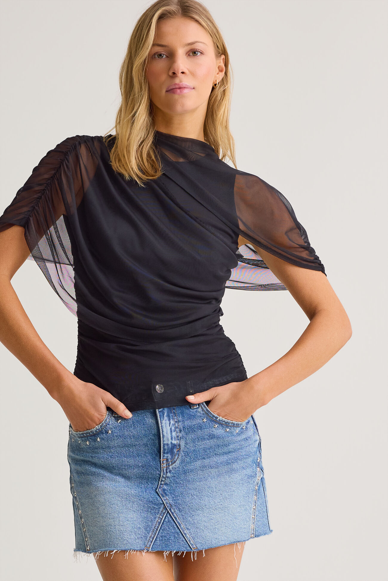Kael Mesh Shawl Wrap Top