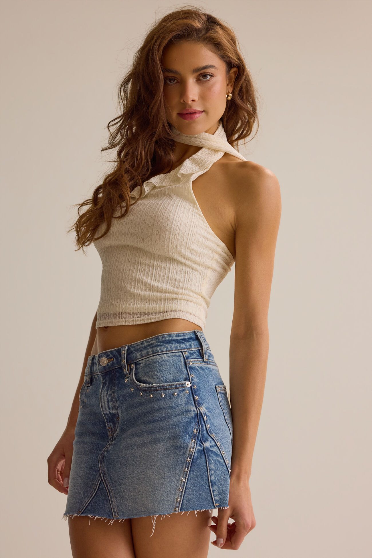 Leah Studded Denim Skirt
