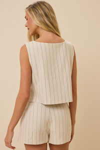 Tara Linen Pinstripe Top Detail 4 - Altar'd State