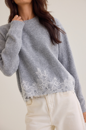 Athena Lace Trim Sweater - Altar'd State