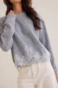 Athena Lace Trim Sweater Detail 2 - Altar'd State