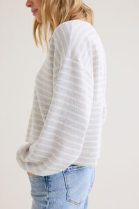 Adrienne Long-Sleeve Urban-Rib Striped V-Neck Boxy Top Detail 5 - Altar'd State