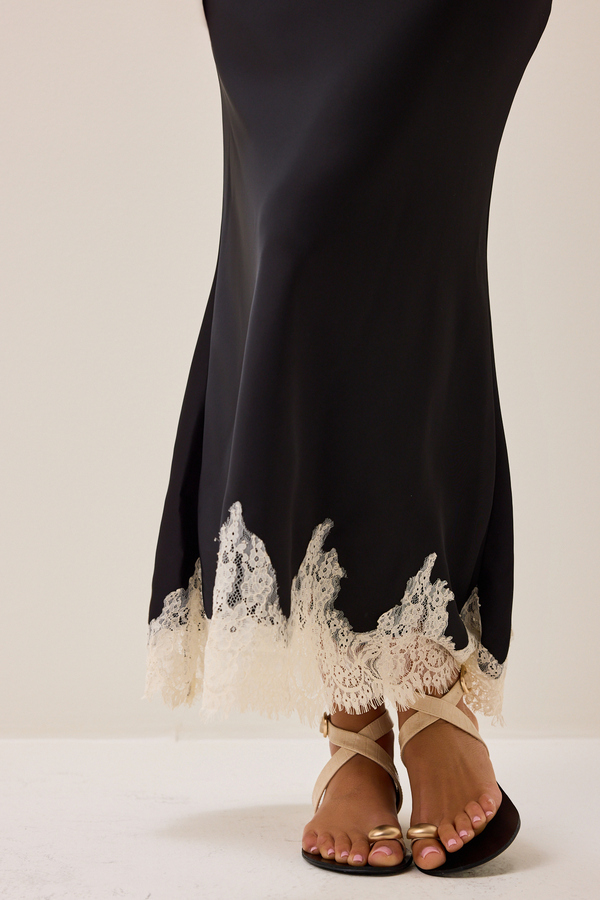 Jessica Satin Midi Skirt Detail 3 - Altar'd State