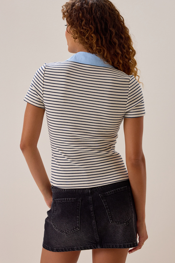 Erina Striped Henley Top Detail 4 - Altar'd State