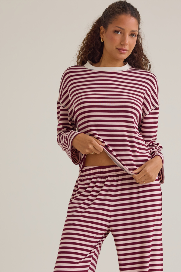 Cate Striped Crewneck Top Detail 3 - Altar'd State