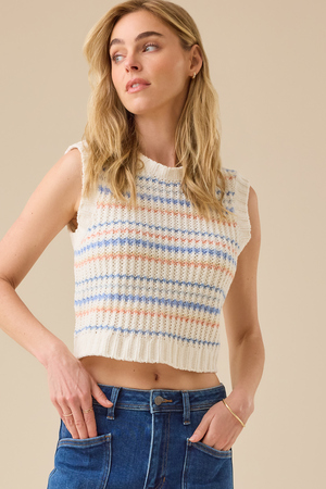 Ellie Stripe Chenille Vest - Altar'd State - 