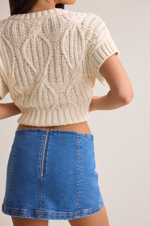 Jasmine Mini Denim Skirt - Altar'd State - 