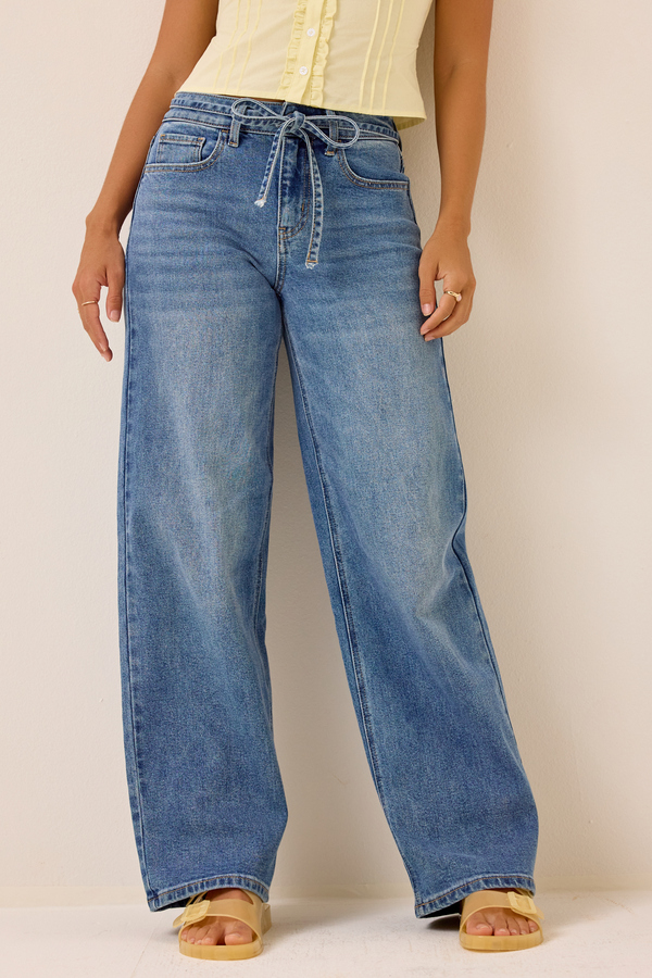 Rayleigh Tie Waist Jeans Detail 3 - Altar'd State