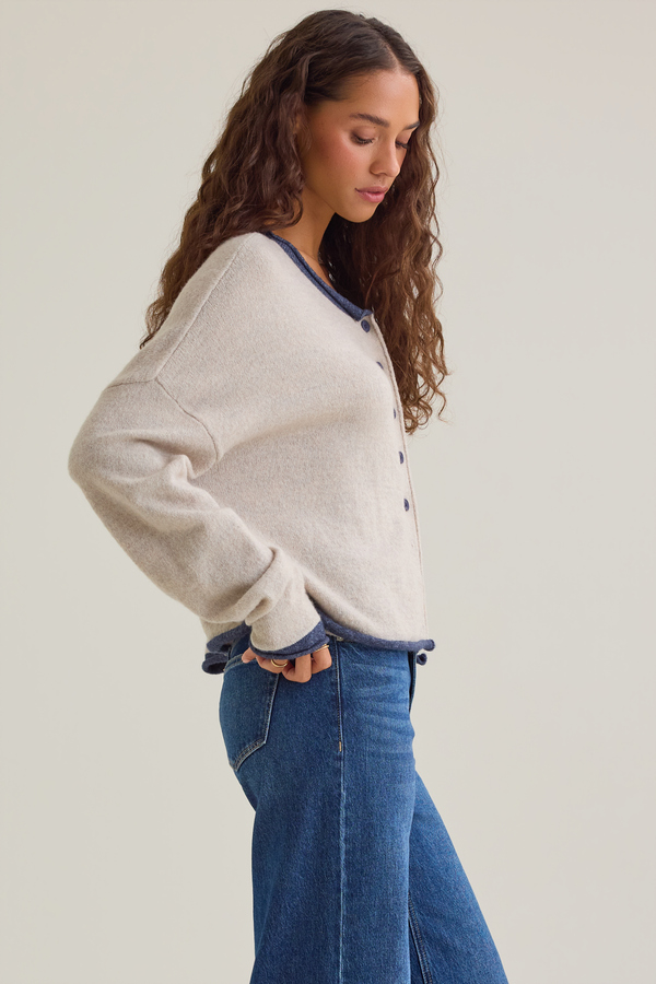 Kris Contrast Trim Button Cardigan Detail 6 - Altar'd State