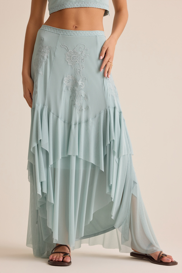 Carlin Ruffle Maxi Skirt Detail 4 - Altar'd State