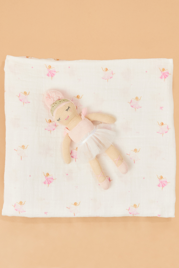 Ballerina Swaddle & Rattle Set by Mud Pie Detail 2 - Altar'd State