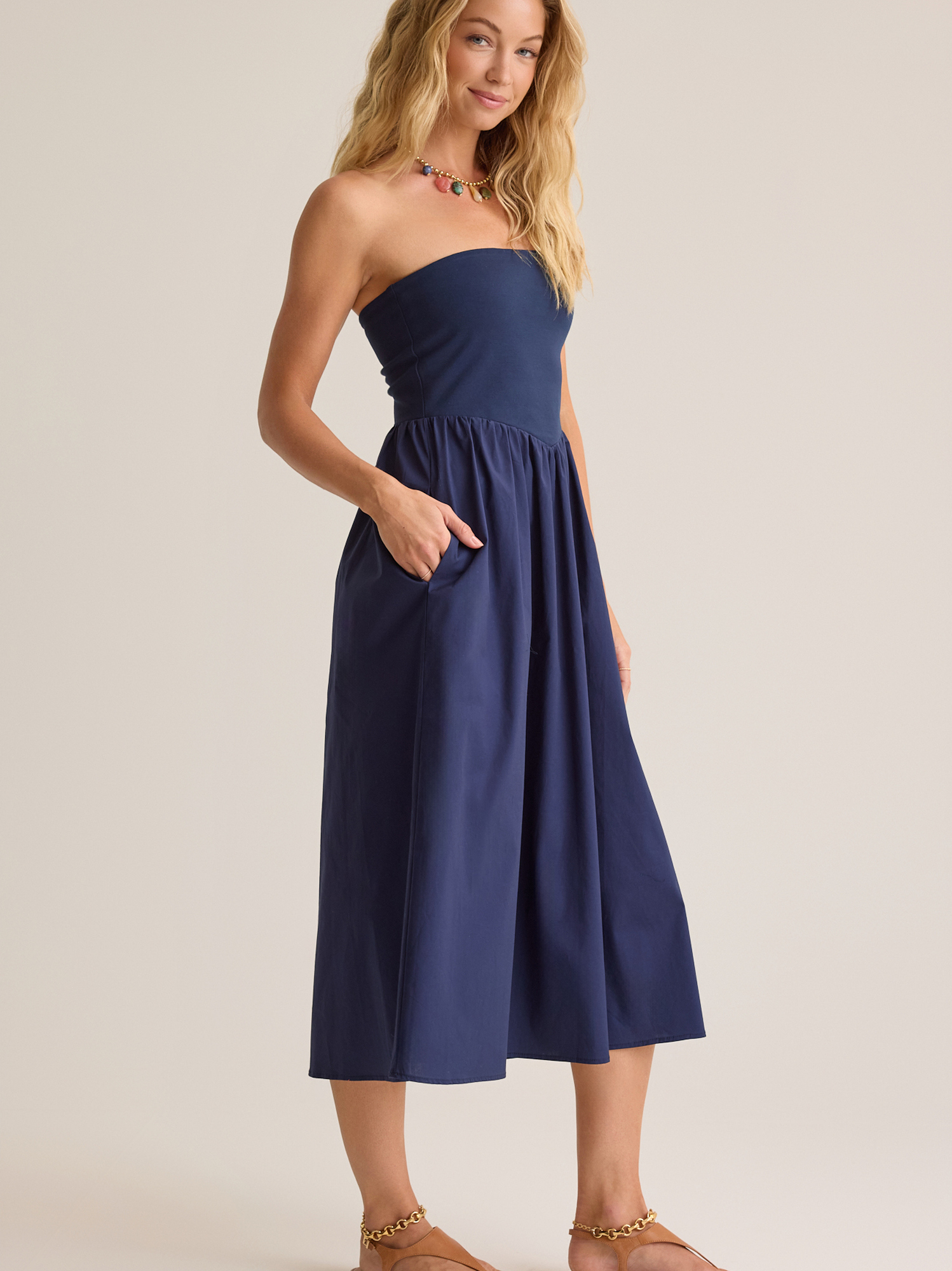 blue midi dress strapless Mac Duggal Women's Embroidered Lace Strapless Midi Dress With Bow Detail - Blue - Size 14