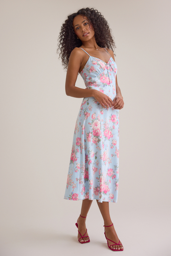 Altar'd State | Lucille Floral Maxi Dress | BLUE-PINK | Material: Shell: 96% Polyester, 4% Spandex. Lining: 100% Polyester | XXL