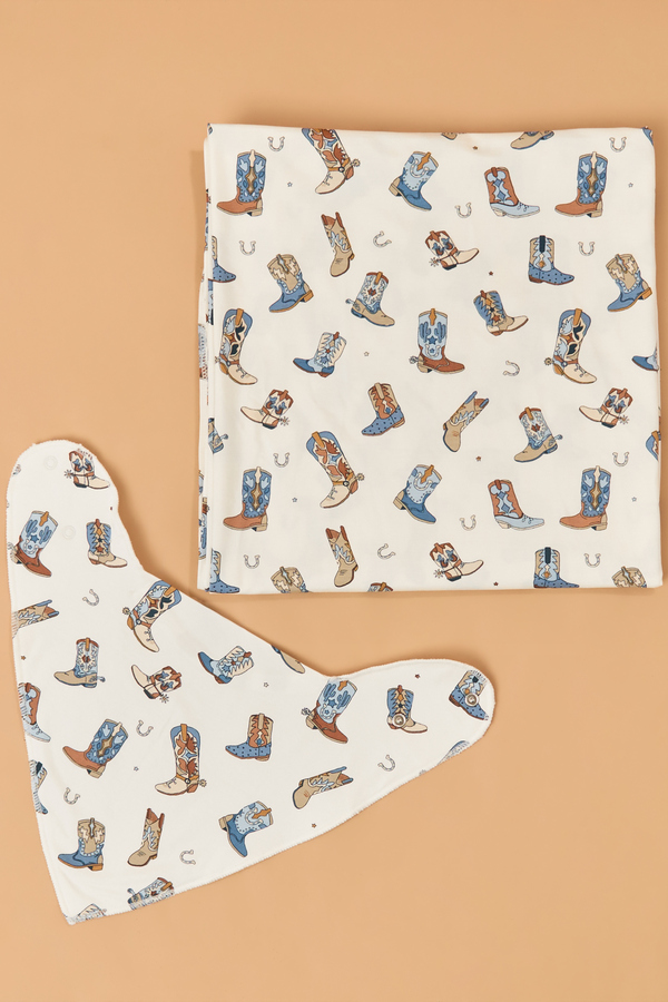 Buckaroo Boots Swaddle and Bib Detail 2 - Altar'd State